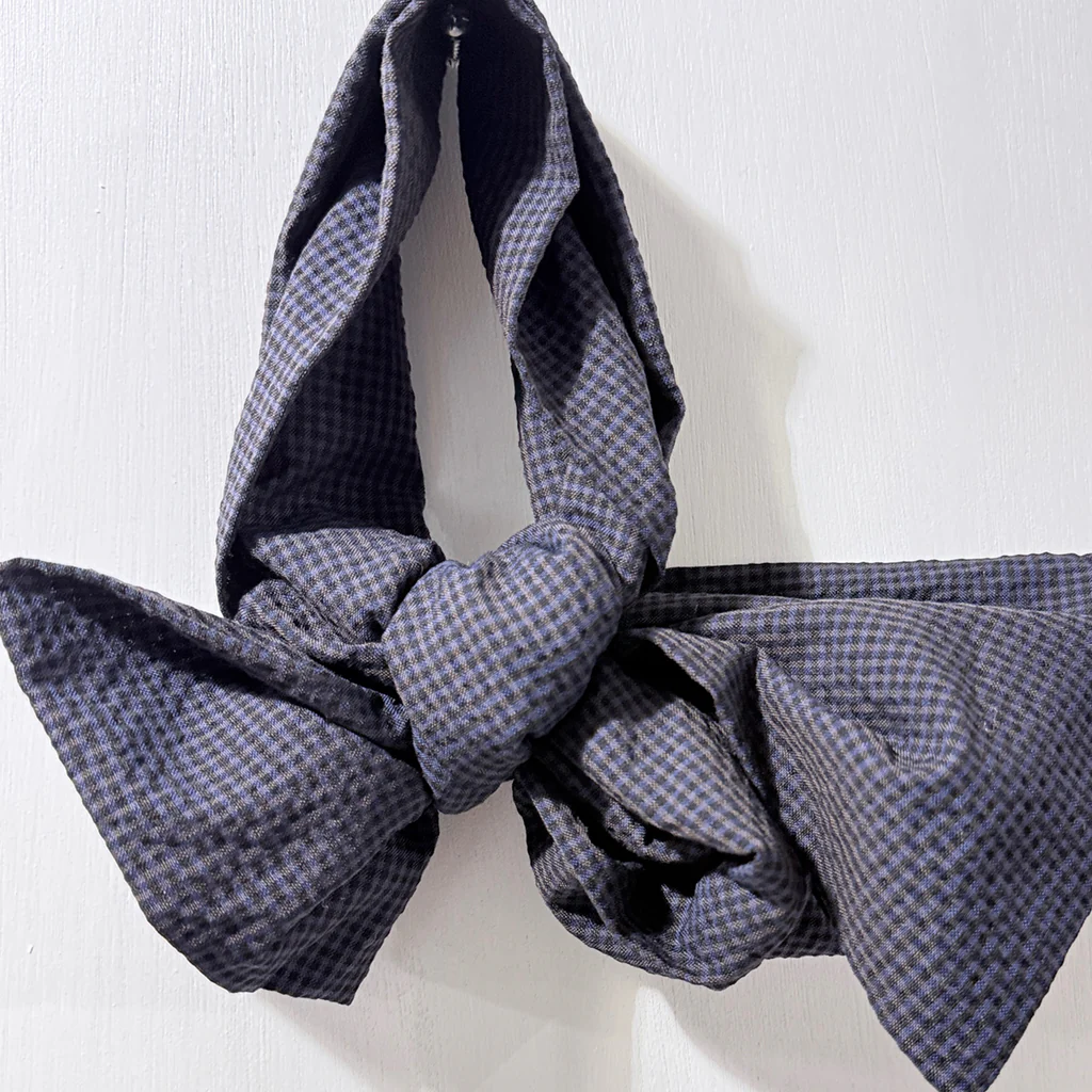 Dam - Aubergine + Navy Fine Gingham Scarf - Image 2