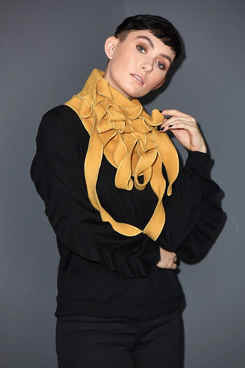 Ellie - Gold Mustard Collar Scarf - Image 3