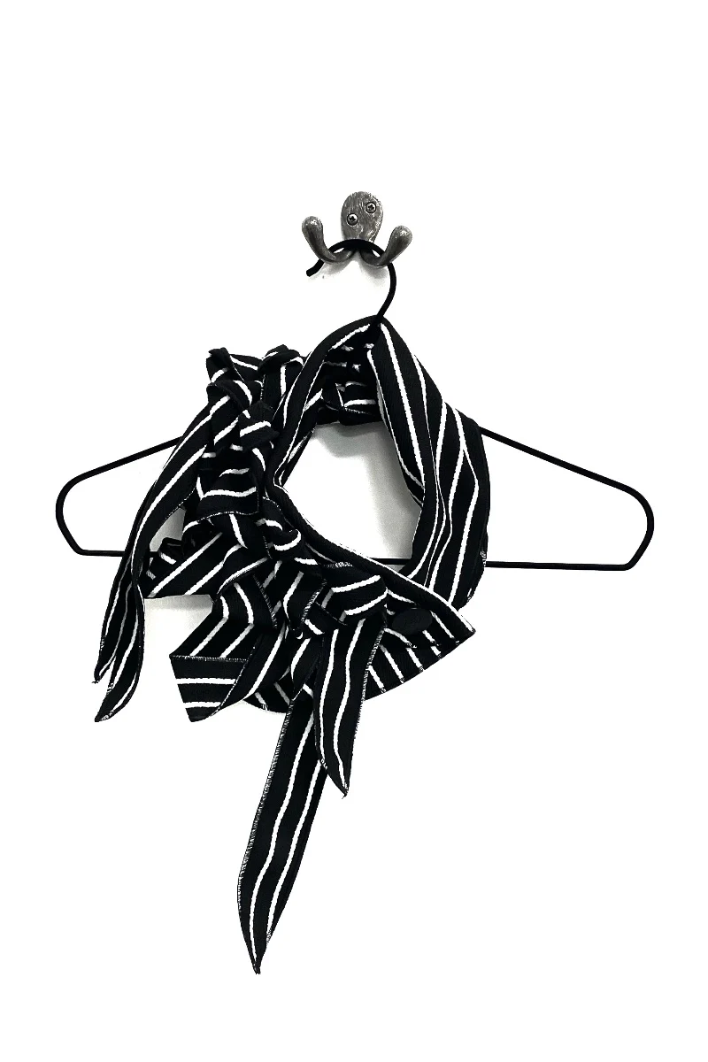 Peggy - Black & White Striped Scarf.