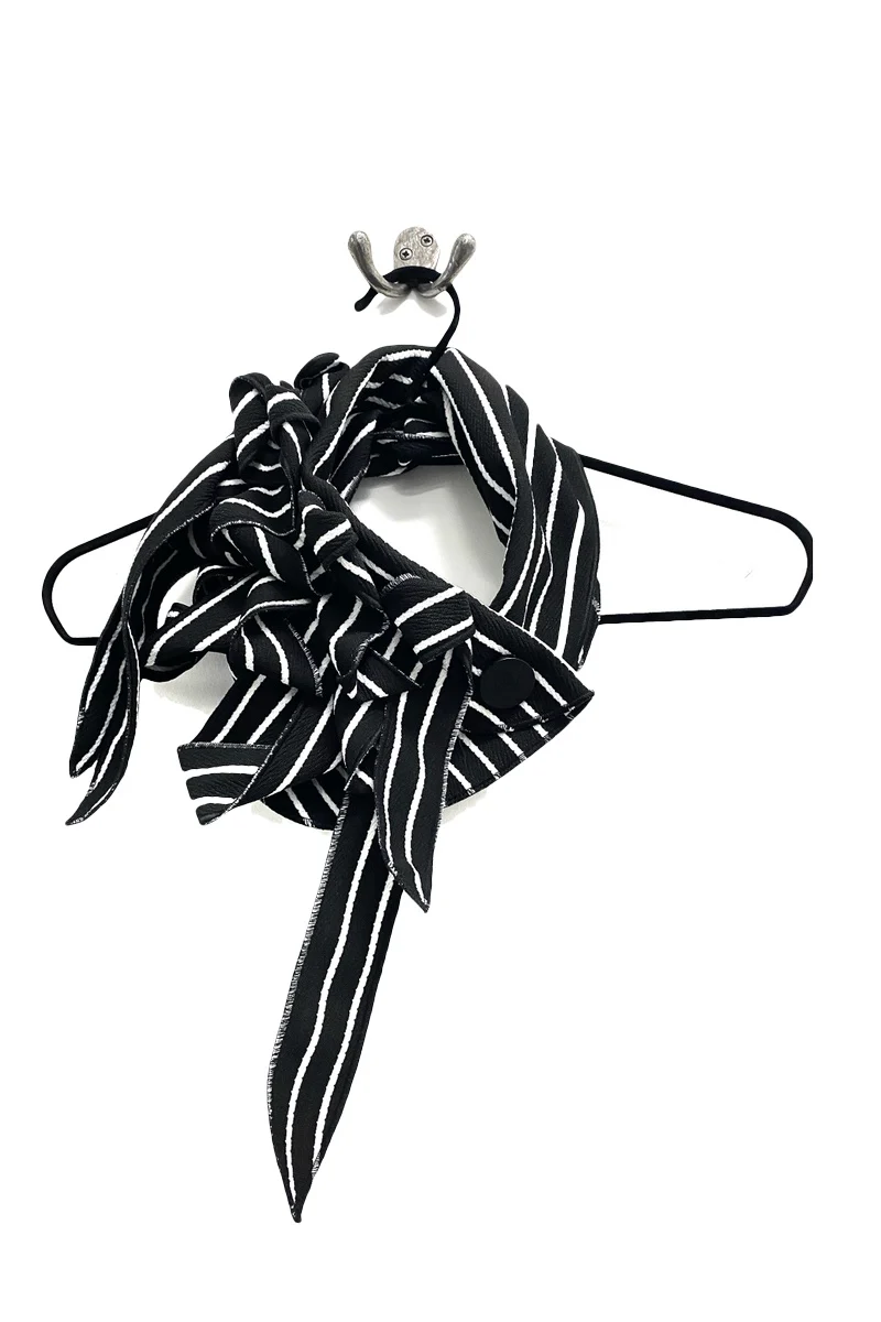 Peggy - Black & White Striped Scarf. - Image 2
